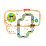 Wooden Road and Rail Train Set for Kids with 90 Pieces and Accessories