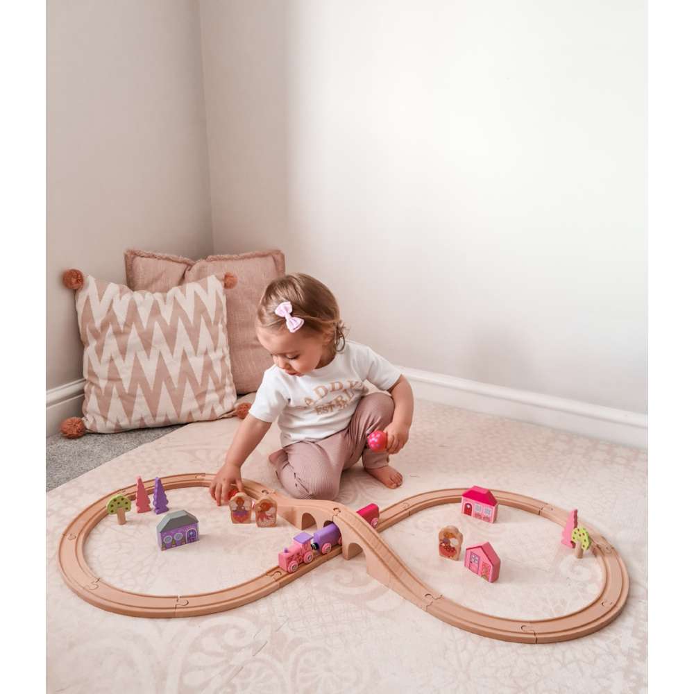 Fairy Wooden Train Set for Kids with Track and Accessories 35 Piece