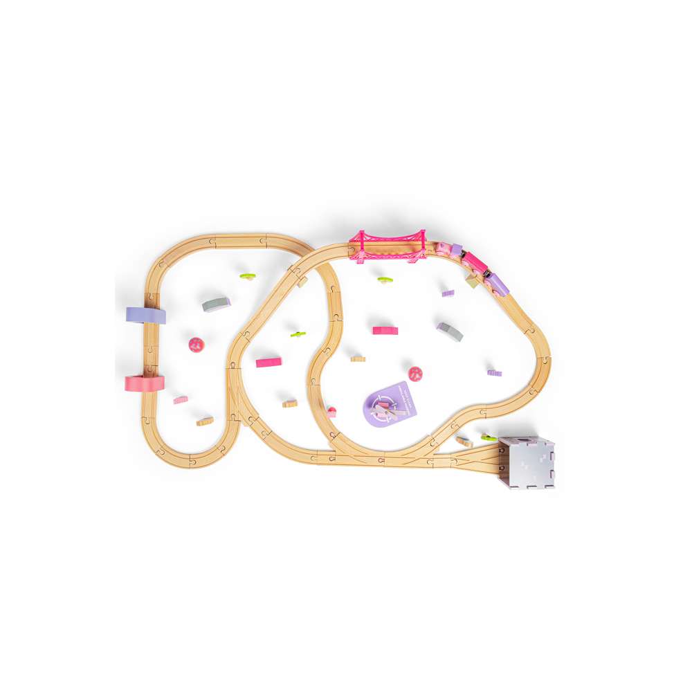 Fairy Town Wooden Train Set for Kids with 75 Pieces and Fairy Accessories