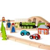 Flying Scotsman Wooden Train Set for Kids with Track and Accessories 42pcs