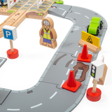 City Road and Railway Wooden Train Set for Kids 105 Piece Playset