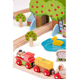 Wooden Farm Train Set for Kids with Animals and Accessories – 44 Piece Playset