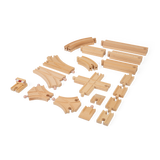 Low Level Wooden Train Track Expansion Pack – 25 Piece Railway Set