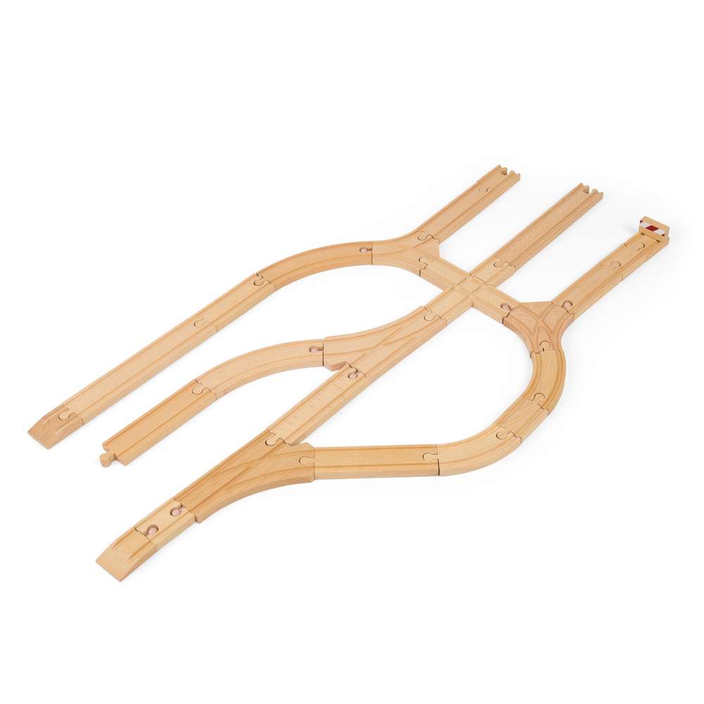 Low Level Wooden Train Track Expansion Pack – 25 Piece Railway Set