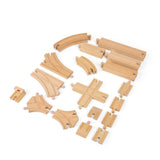 Low Level Wooden Train Track Expansion Pack – 25 Piece Railway Set