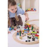 Trackside Wooden Train Set Accessories 32 Piece Set Compatible with Railways