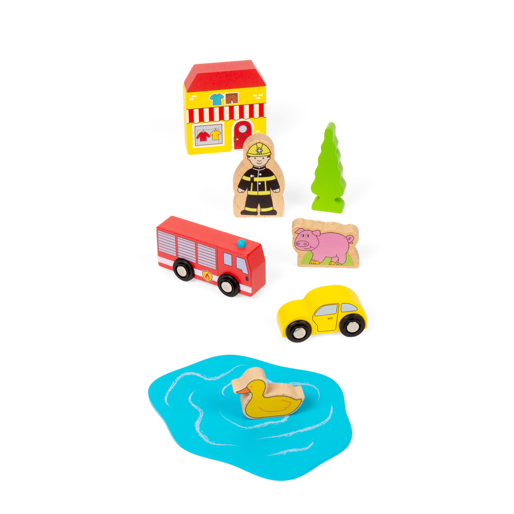 Trackside Wooden Train Set Accessories 32 Piece Set Compatible with Railways