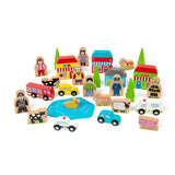 Trackside Wooden Train Set Accessories 32 Piece Set Compatible with Railways