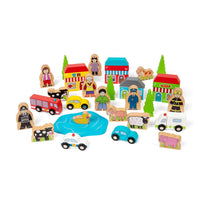 Trackside Wooden Train Set Accessories 32 Piece Set Compatible with Railways