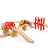 Wooden Bridge Expansion Set for Train Sets – 18 Piece Railway Accessory