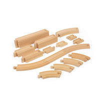 Curves and Straights Wooden Train Track Expansion Pack – 24 Pieces