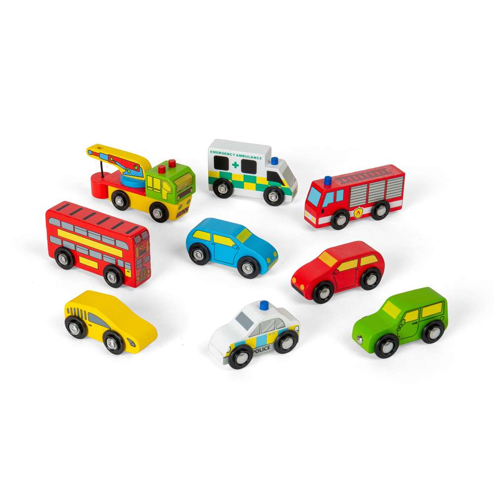 Wooden Railway Vehicle Pack – Compatible Train Set Accessory, 9 Pieces