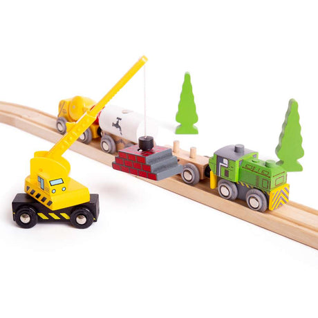 Wooden Construction Site Vehicles Set – Train Accessories for Kids