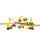 Wooden Construction Site Vehicles Set – Train Accessories for Kids