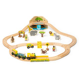 Safari Wooden Train Set for Kids with Wild Animals and Accessories 38 Piece