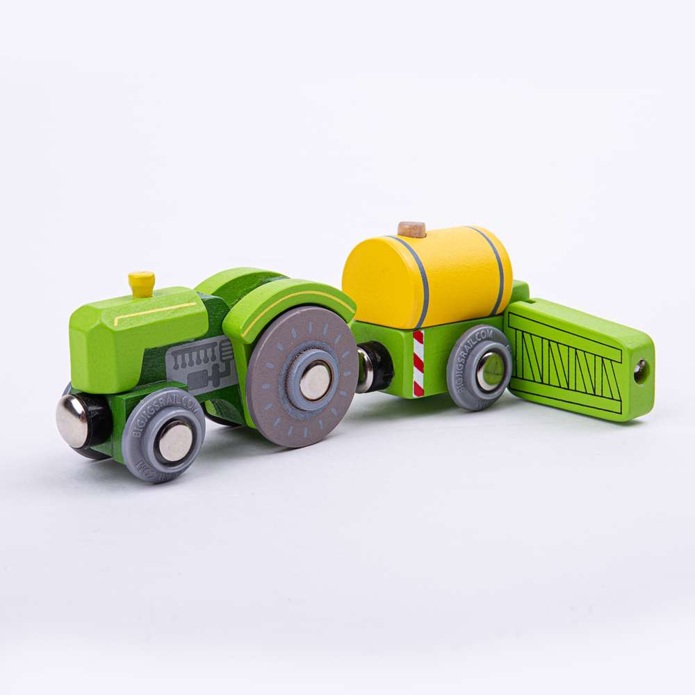 Tractor and Crop Sprayer Wooden Train – Compatible with Wooden Railway Sets