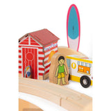 Coastal Clean Up Wooden Train Set for Kids with 70 Pieces and Accessories