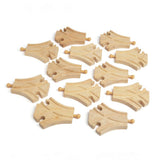 Curved Wooden Train Track Turnouts – Pack of 4, Compatible with Railway Sets