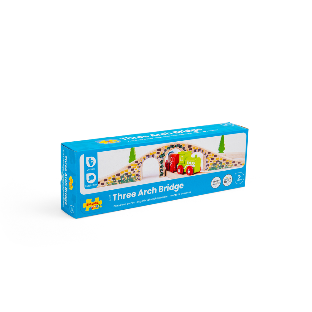 Three Arch Bridge for Wooden Train Set – Compatible Railway Accessory