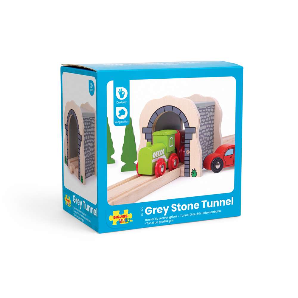 Grey Stone Tunnel – Wooden Train Track Accessory for Wooden Railway Sets
