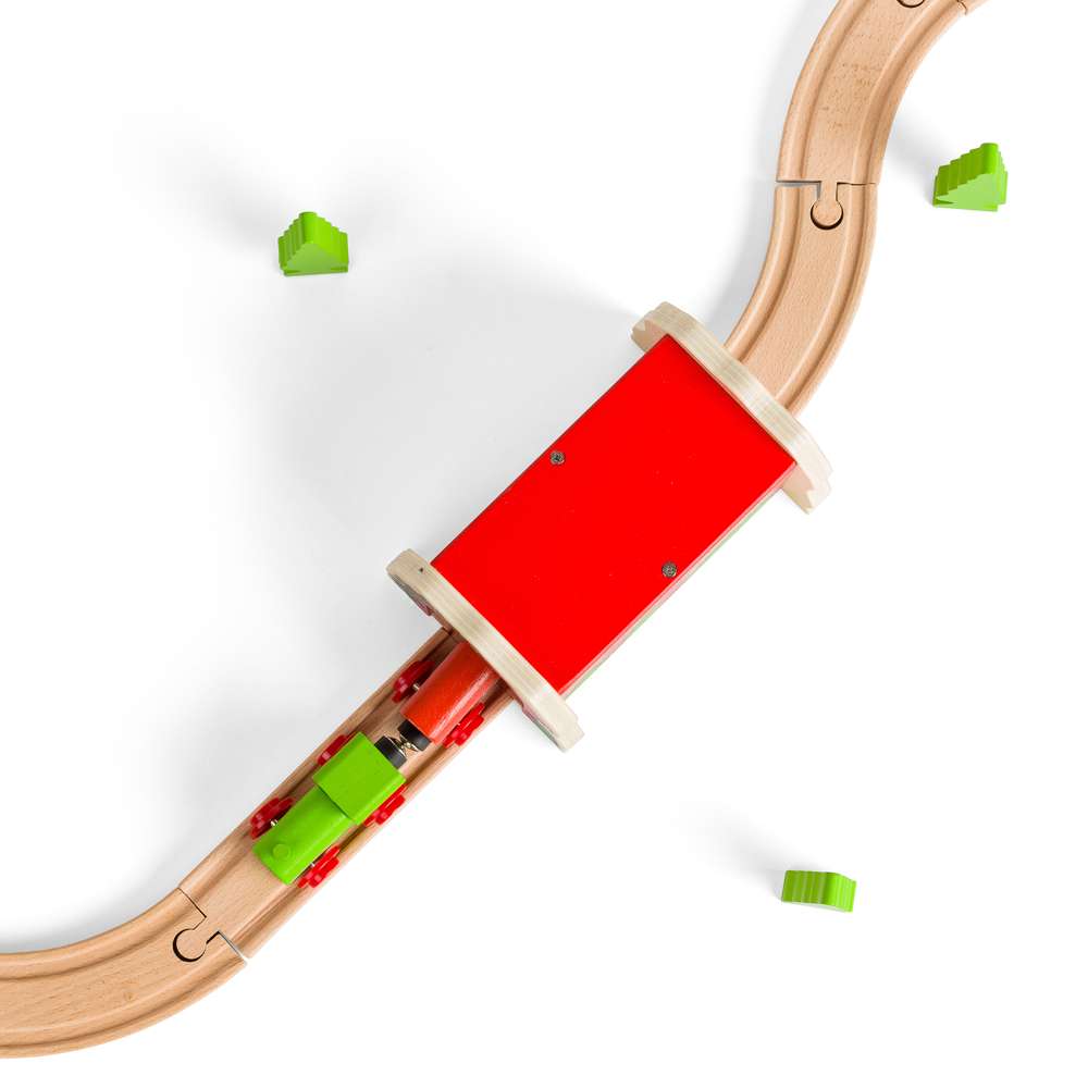 Red Brick Tunnel for Wooden Railway – Compatible Train Track Accessory