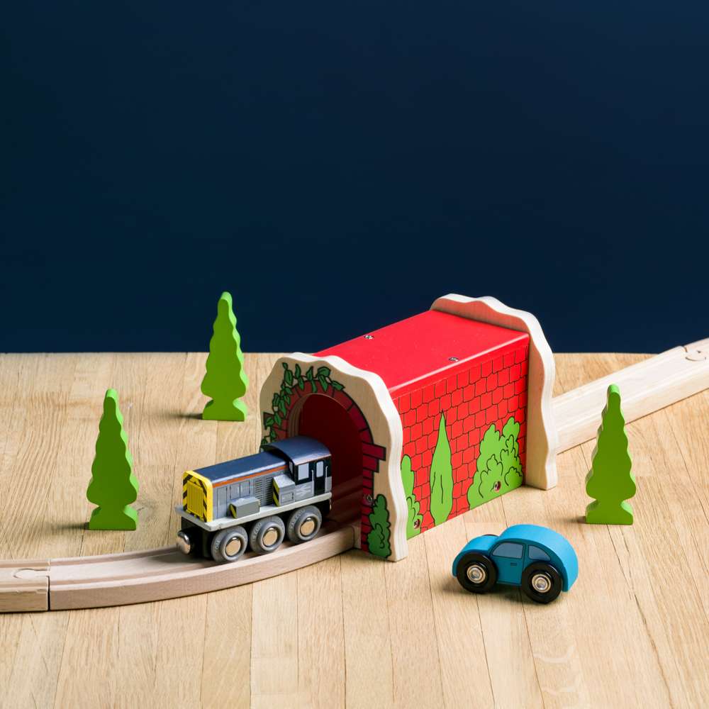 Red Brick Tunnel for Wooden Railway – Compatible Train Track Accessory