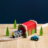 Red Brick Tunnel for Wooden Railway – Compatible Train Track Accessory