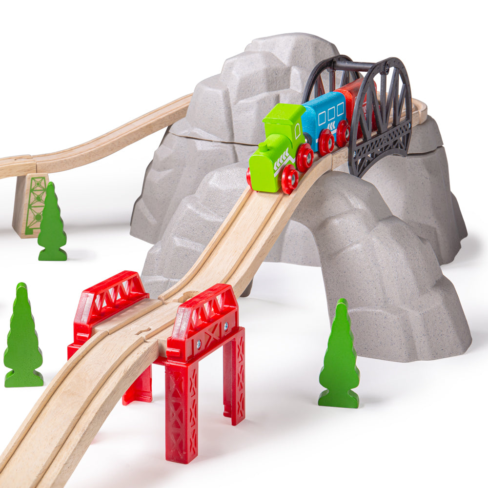 Rocky Mountain Wooden Train Expansion Pack – 12 Piece Railway Accessory Set