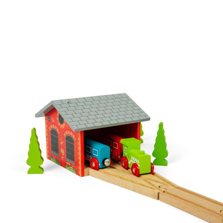 Double Engine Shed for Wooden Train Sets – FSC Certified Accessory