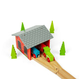 Double Engine Shed for Wooden Train Sets – FSC Certified Accessory