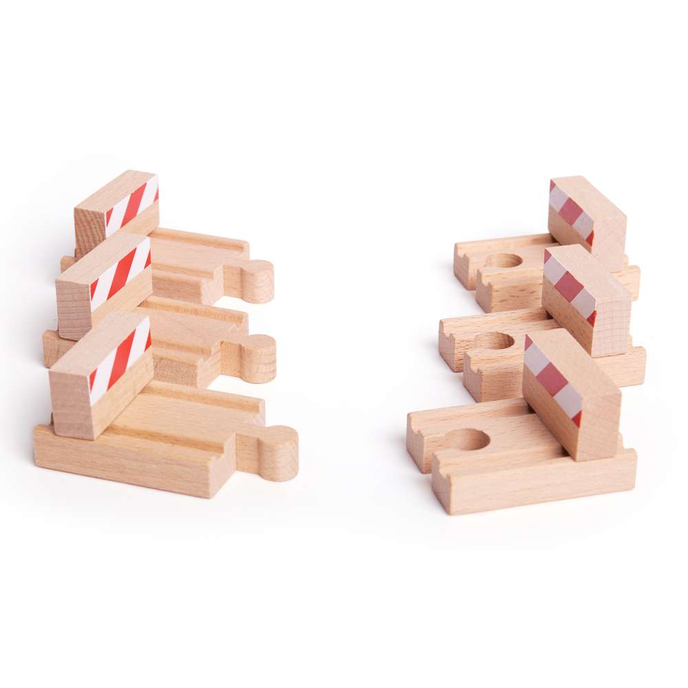 Wooden Train Track Buffers – Pack of 6 Compatible with Bigjigs Railway