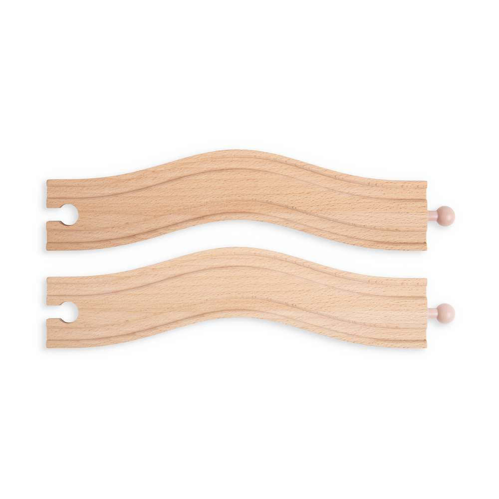 Wavy Track Pack of 2 – Wooden Railway Curved Track for Train Sets
