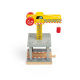 Big Yellow Toy Crane – Wooden Railway Construction Accessory for Kids