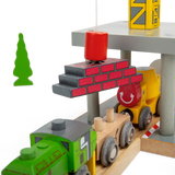 Big Yellow Toy Crane – Wooden Railway Construction Accessory for Kids