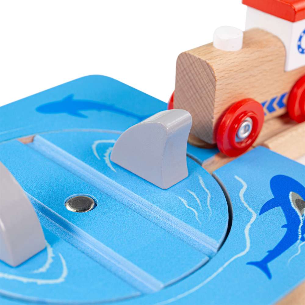 Shark Attack Wooden Train Track – Compatible with Wooden Railway Sets