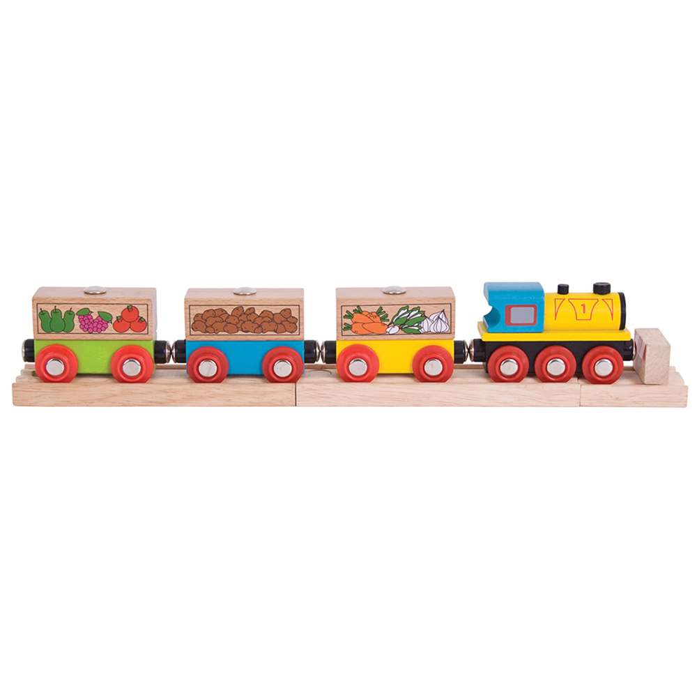 Fruit and Veg Wooden Train Set – Compatible with Major Railway Brands