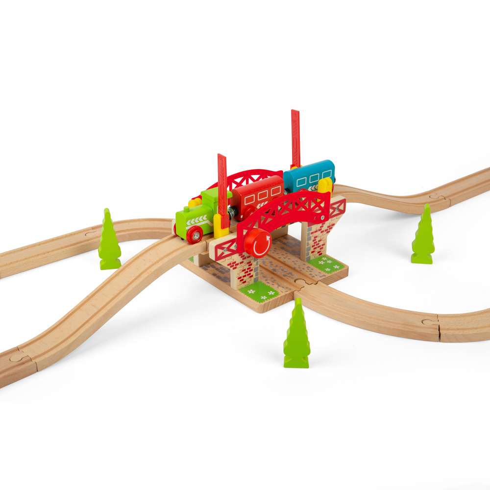 Wooden Lifting Bridge for Train Sets – Railway Accessory, FSC Certified