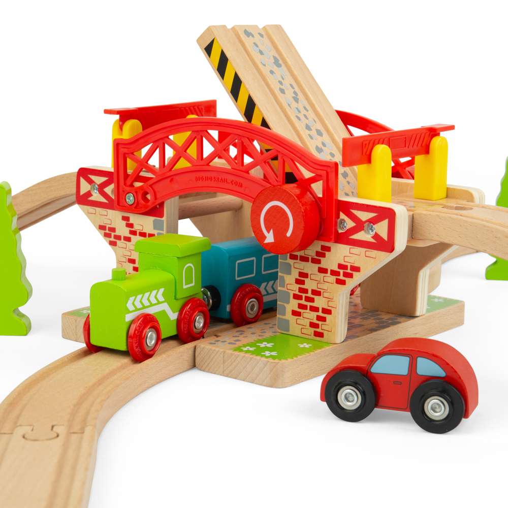 Wooden Lifting Bridge for Train Sets – Railway Accessory, FSC Certified