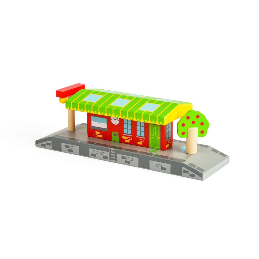 Village Station – Wooden Train Set Accessory Compatible with Major Brands