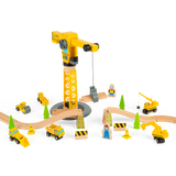 Wooden Crane Construction Set for Kids Compatible with Wooden Railways