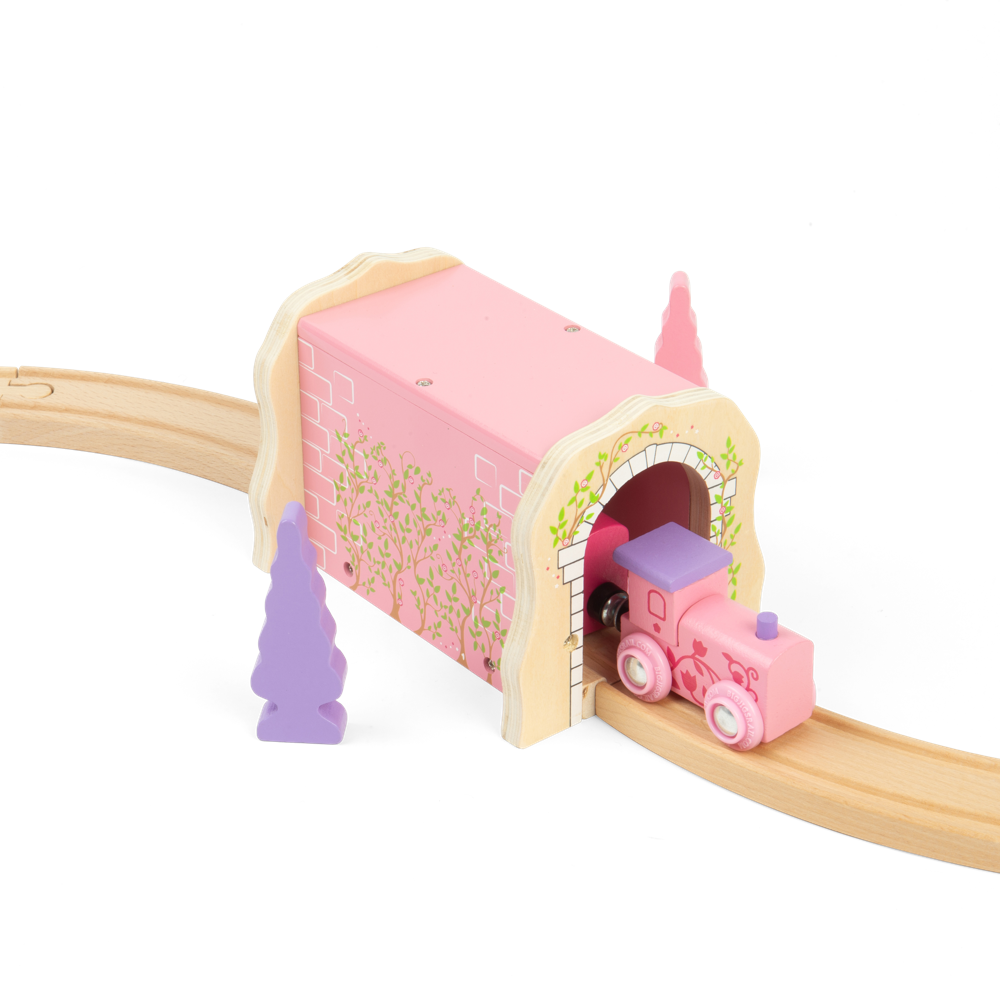 Pink Brick Tunnel – Wooden Train Set Toy, Compatible with Wooden Railways