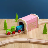 Pink Brick Tunnel – Wooden Train Set Toy, Compatible with Wooden Railways