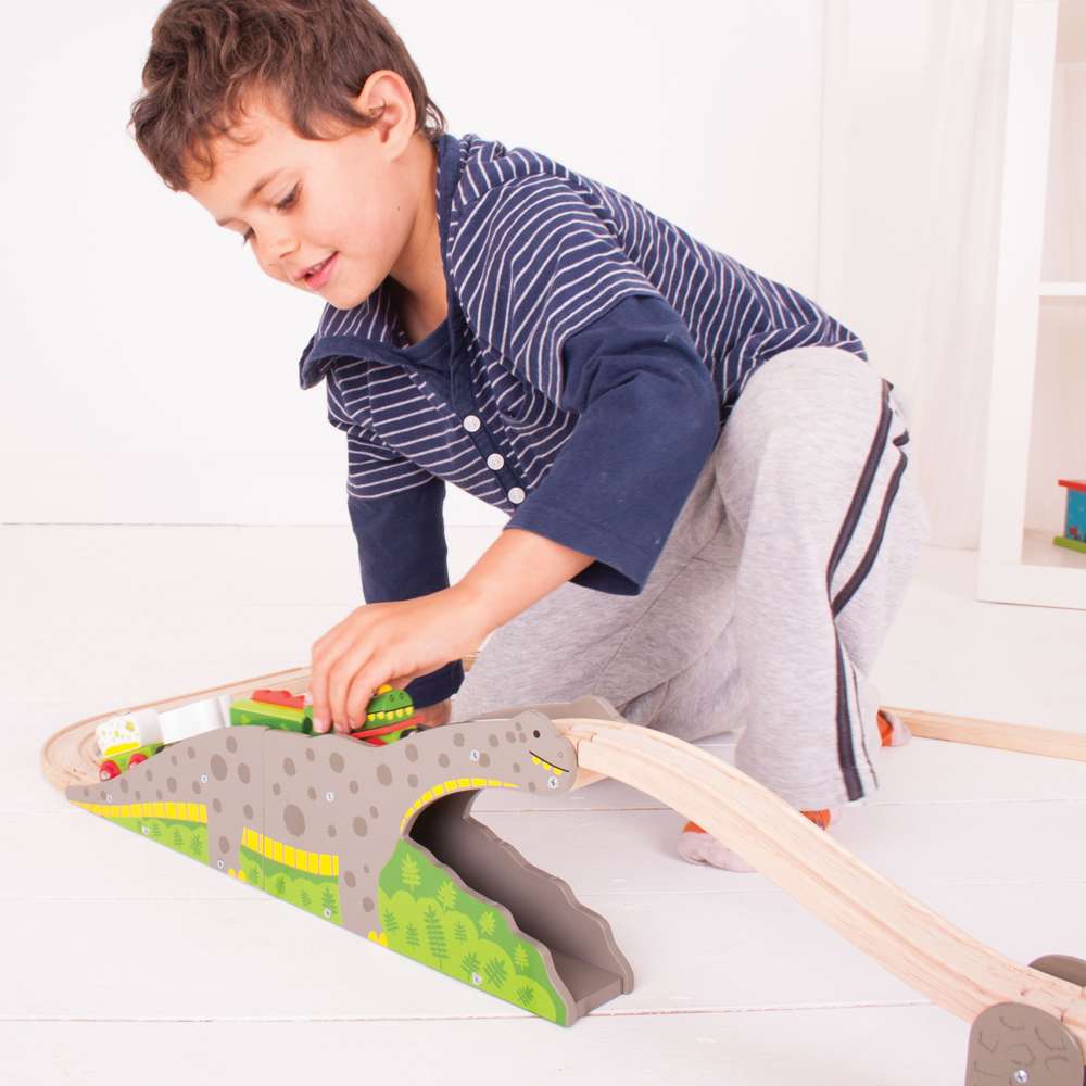 Bronto Riser – Dinosaur Wooden Train Track Accessory for Railway Sets