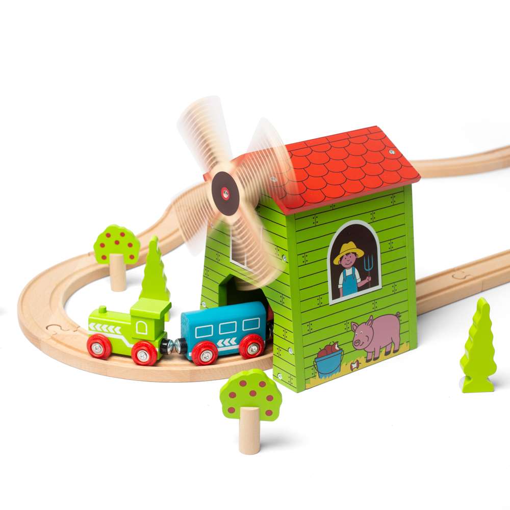 Country Windmill – Wooden Train Set Accessory, Compatible with Railways