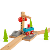 Gravel Toy Crane – Wooden Train Set Accessory for Kids Railway Play