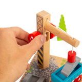 Gravel Toy Crane – Wooden Train Set Accessory for Kids Railway Play