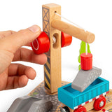 Gravel Toy Crane – Wooden Train Set Accessory for Kids Railway Play