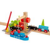 Container Shipping Yard – Wooden Train Set Accessory with Crane