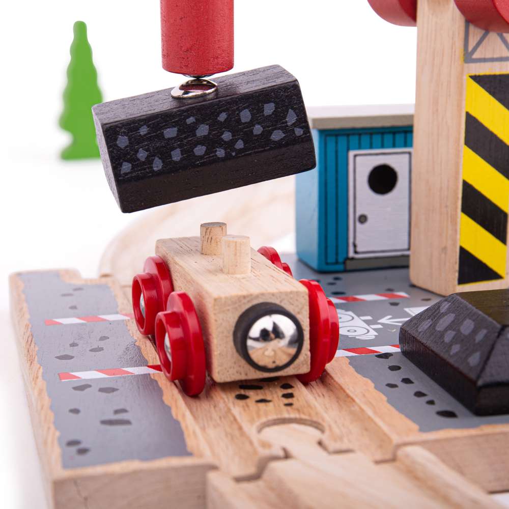 Coal Canal Docks – Wooden Train Set Accessory with Crane & Magnetic Pulley