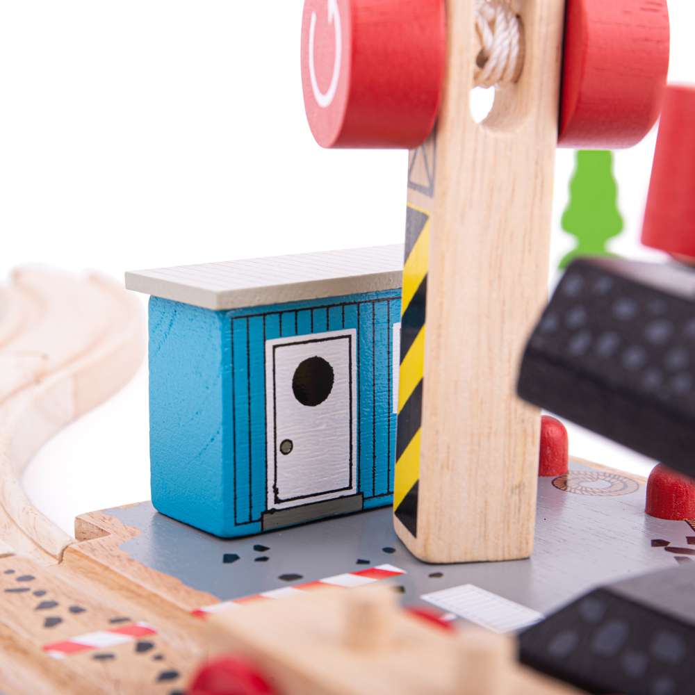 Coal Canal Docks – Wooden Train Set Accessory with Crane & Magnetic Pulley